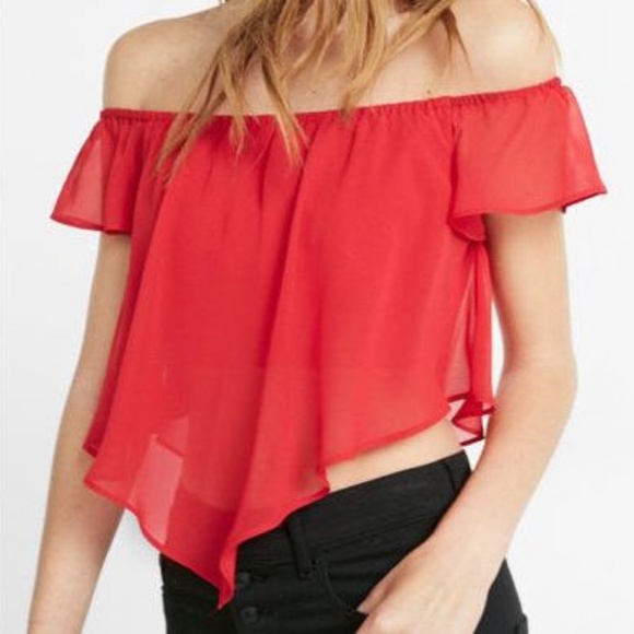 NWT : Express Off The Shoulder Abbreviated Blouse - Picture 2 of 4